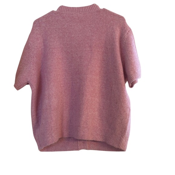 BIBI Pink Teddy Bear Intarsia Short Sleeve Cardigan Sweater New - Picture 4 of 7